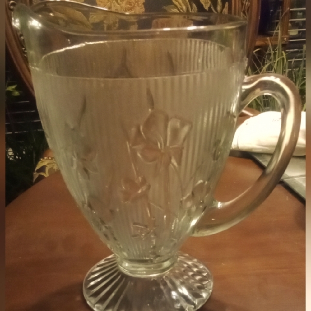 Vintage Janette glass iras pitcher